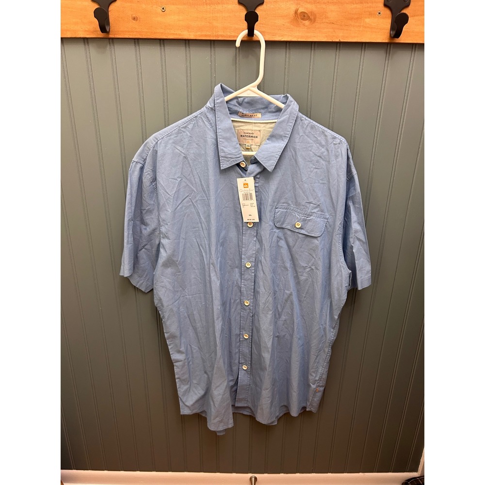 Quiksilver Waterman Big Board SS Blue Button Up Shirt XXL EQMWT03137 Mens